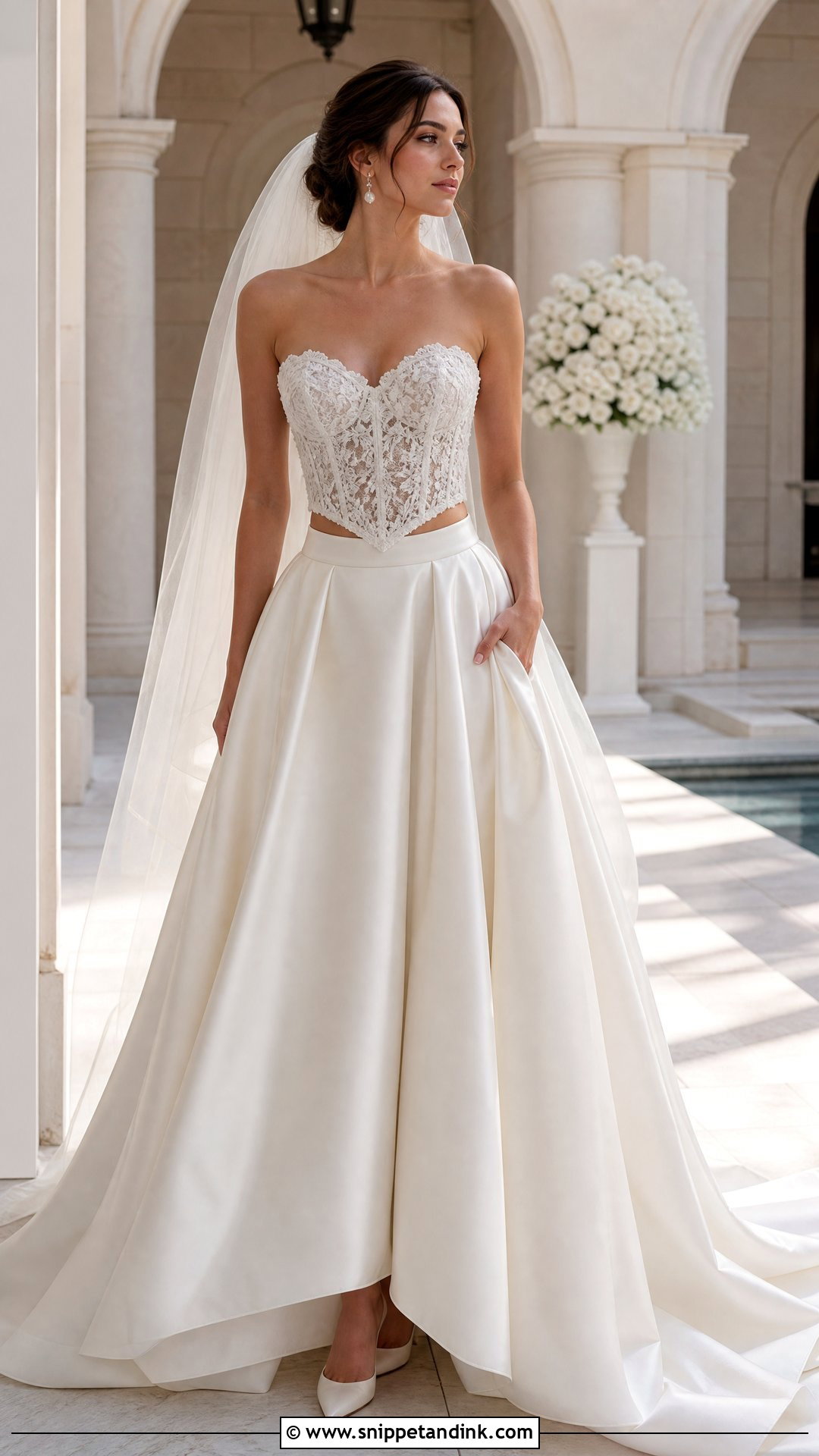 Two Piece Basque Waist Wedding Dress - Snippet and Ink - 20 Vintage Basque Waist Wedding Dress Ideas