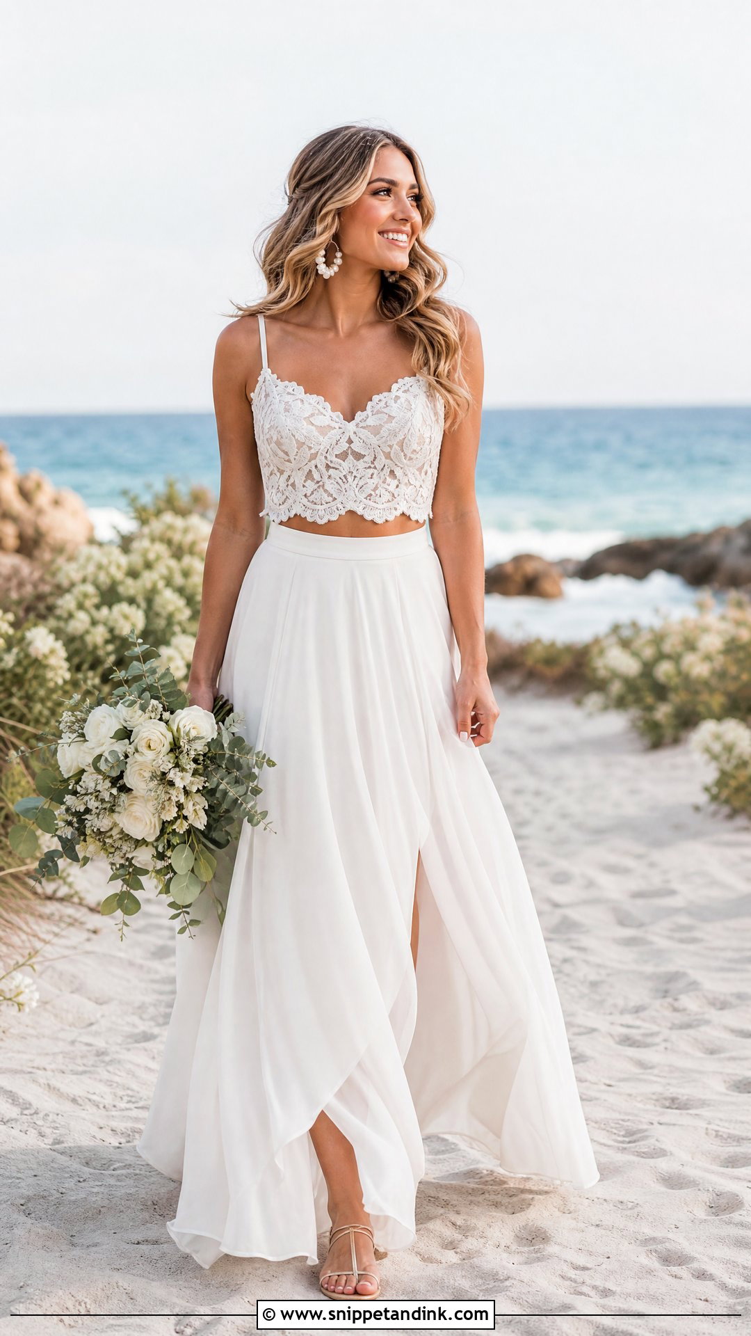 Two Piece Beach Bridal Gown - Snippet and Ink - 25 Beach Bridal Gown Ideas