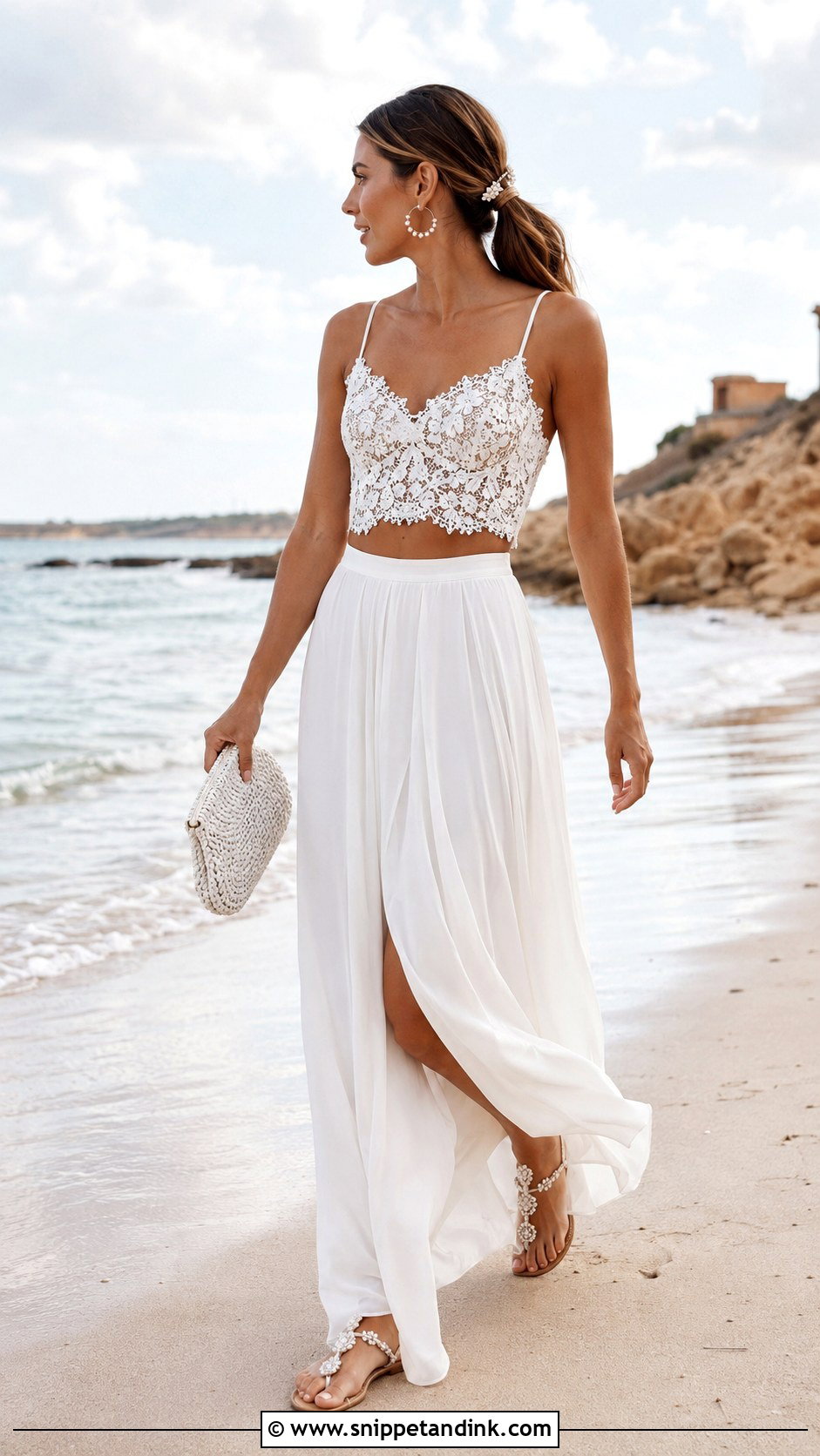 Two Piece Beach Bridal Outfit - Snippet and Ink - 20 Beach Bridal Ideas