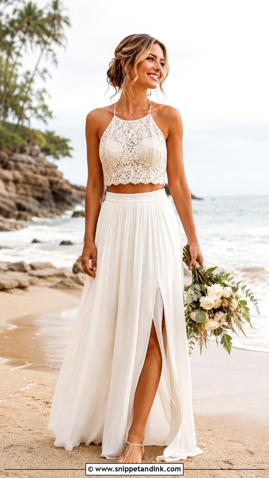 Two Piece Beach Elopement Dress - Snippet and Ink - 25 Beach Elopement Dress Ideas