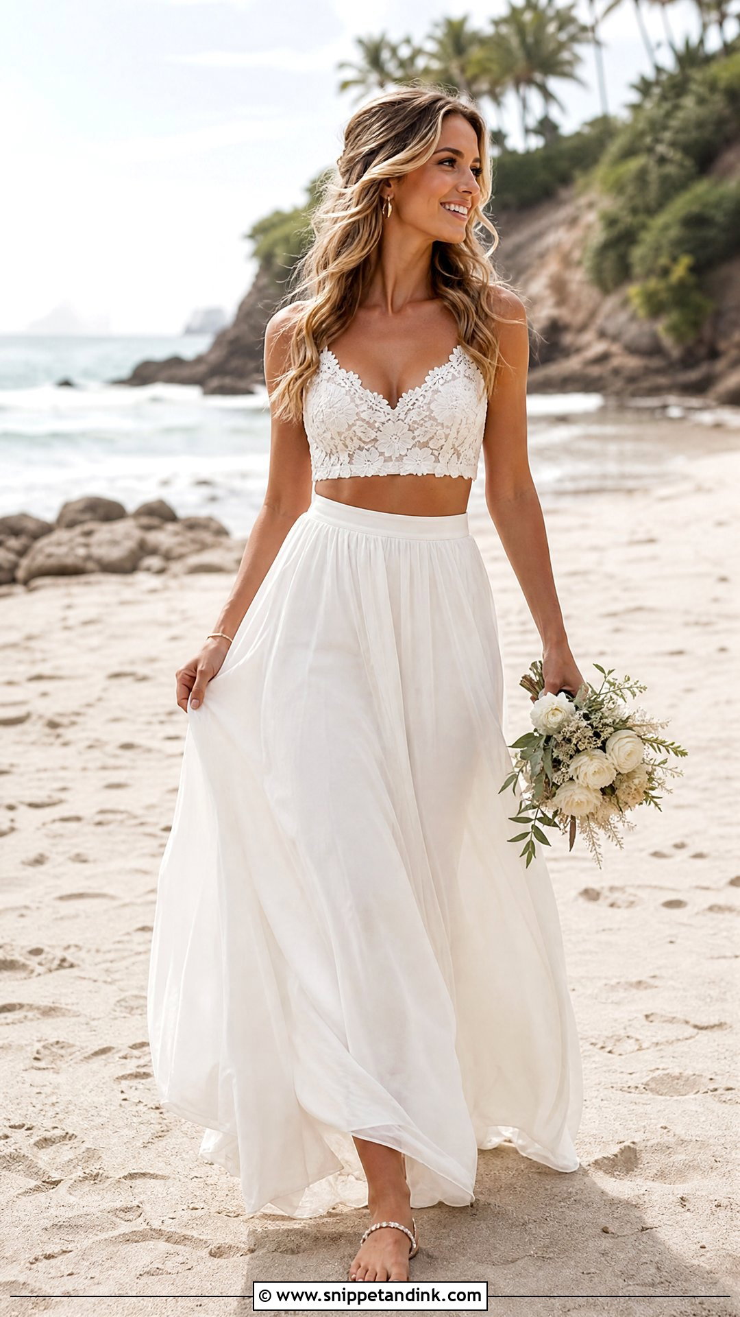 Two Piece Beach Wedding Dress - Snippet and Ink - 25 Coastal Wedding Dress Ideas