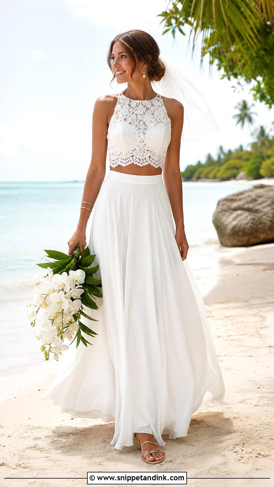 Two Piece Beach Wedding Dress - Snippet and Ink - 20 Elegant Beach Wedding Dress Ideas