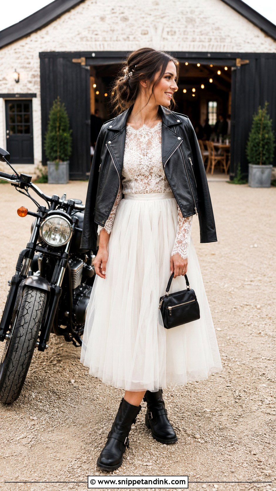 Two Piece Biker Wedding Dress With Tulle Skirt - Snippet and Ink - 20 Biker Wedding Dress Ideas