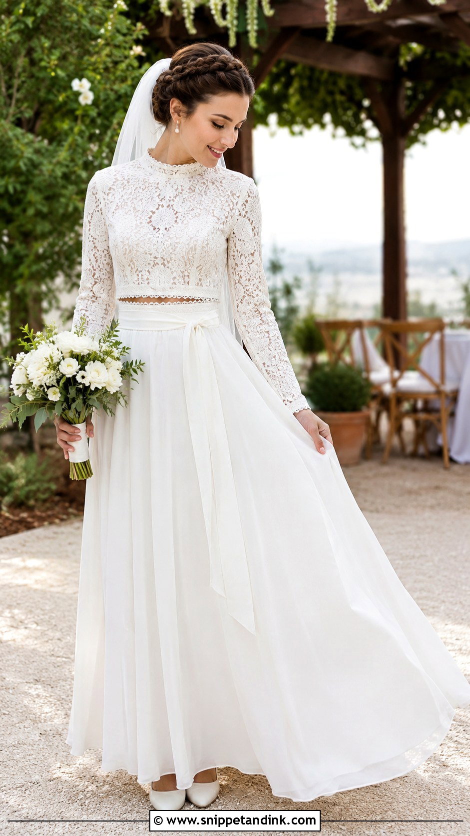 Two Piece Boho Modest Wedding Dress - Snippet and Ink - 20 Boho Modest Wedding Dress Ideas