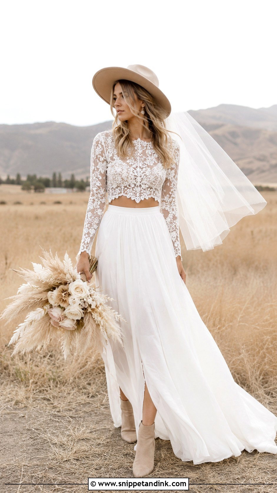 Two Piece Boho Wedding Dress - Snippet and Ink - 20 Boho Fall Wedding Dress Ideas
