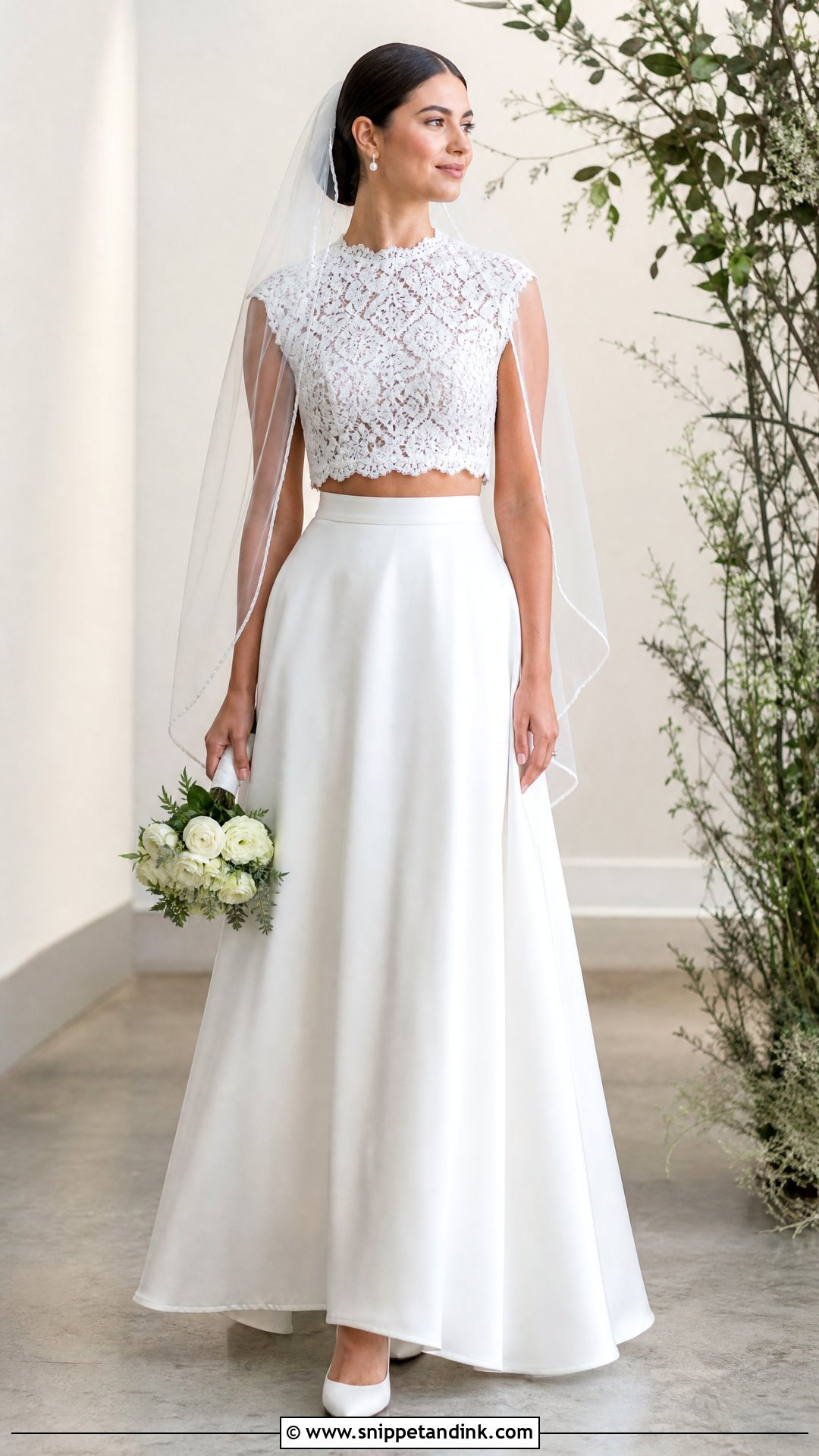 Two Piece Bridal Outfit - Snippet and Ink - 20 She Said Yes to the Dress Ideas