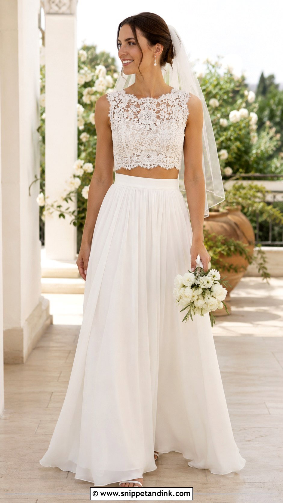 Two Piece Bridal Skirt Set - Snippet and Ink - 20 Comfortable Wedding Dress Ideas