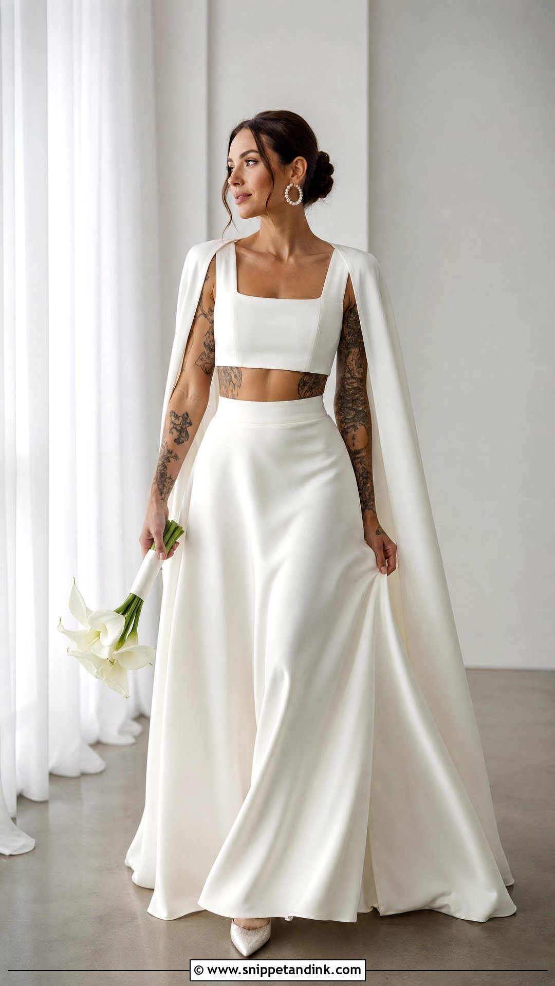 Two Piece Bridal Skirt Set - Snippet and Ink - 20 Tattooed Bride Wedding Dress Ideas