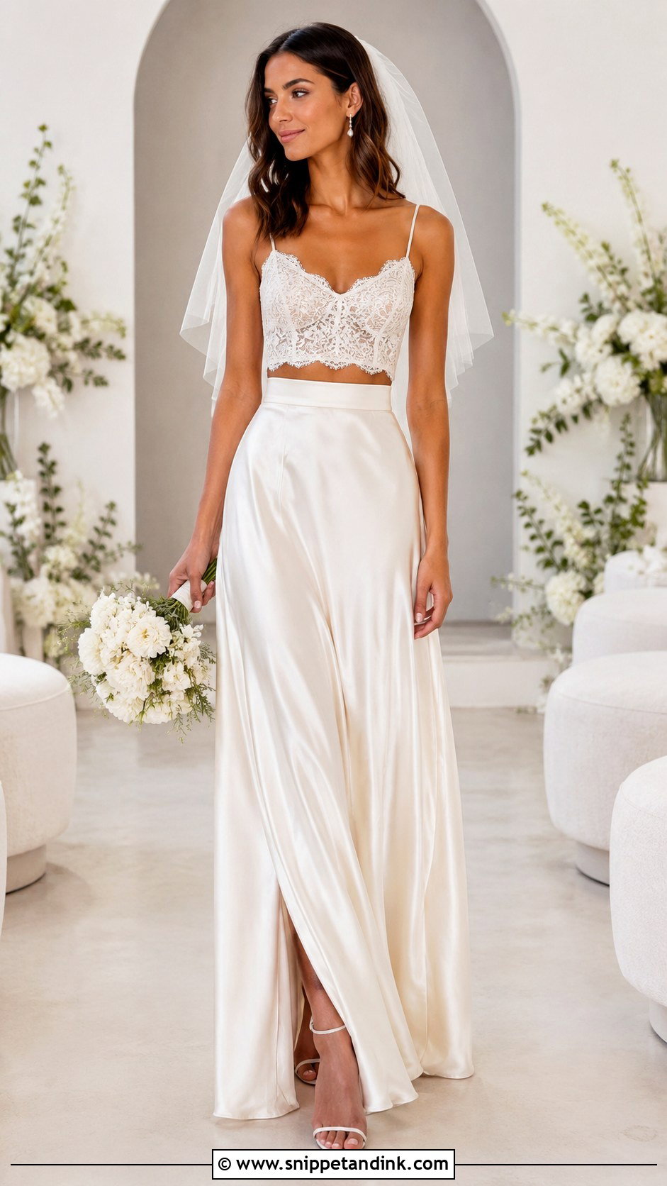 Two Piece Bridal Skirt Set Wedding Outfit - Snippet and Ink - 20 Brides Wedding Outfits