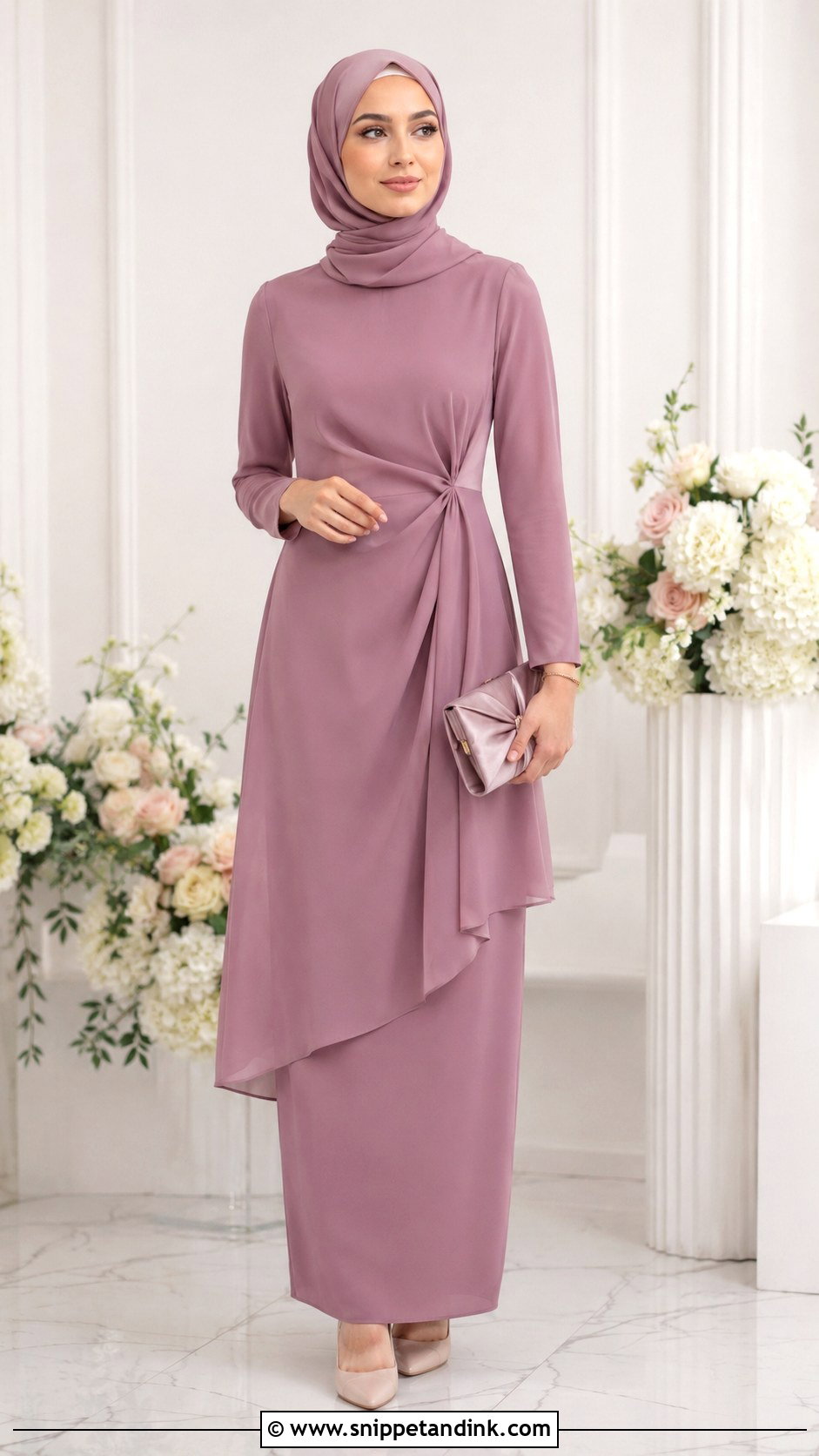 Two Piece Bridesmaid Hijab Outfit - Snippet and Ink - 25 Braidsmaid Hijab Style Ideas