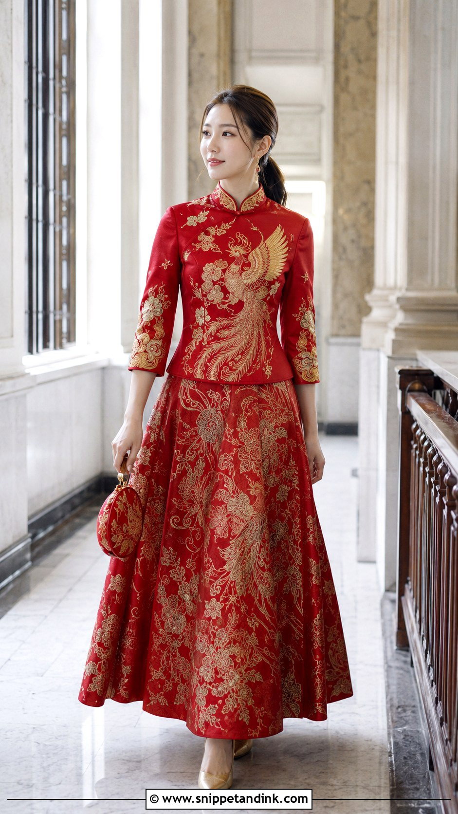 Two Piece Chinese Bridal Skirt Set - Snippet and Ink - 20 Chinese Style Wedding Dress Ideas