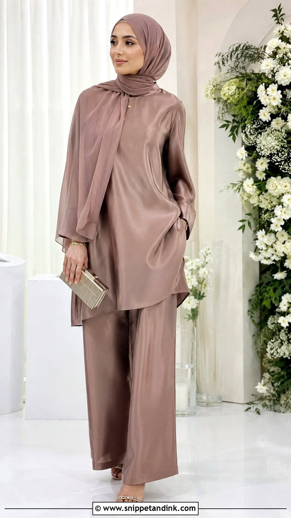 Two Piece Co Ord With Hijab - Snippet and Ink - 30 Wedding Hijab Styles