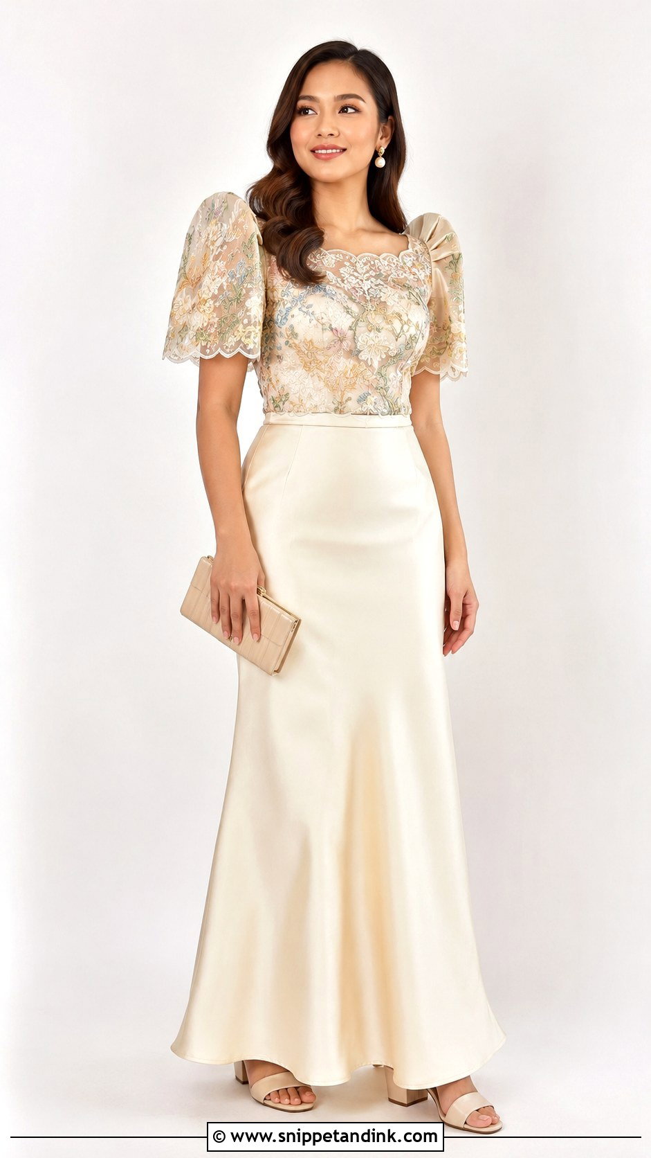 Two Piece Filipiniana Gown - Snippet and Ink - 25 Filipiniana Gown Ideas