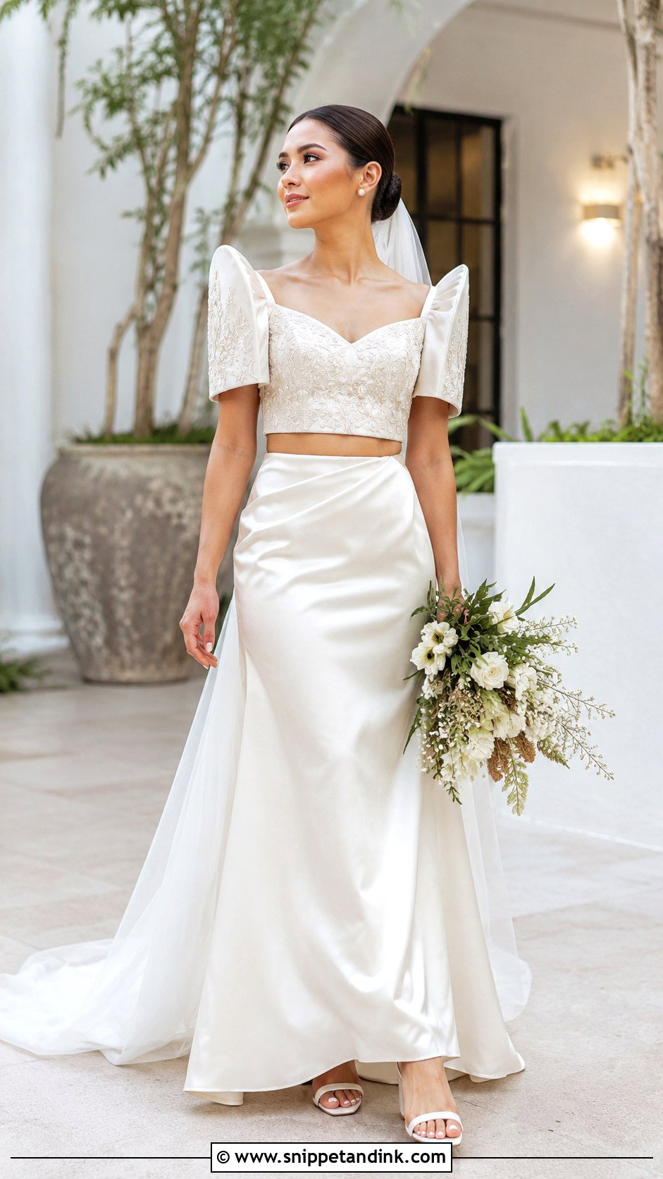 Two Piece Filipiniana Wedding Gown - Snippet and Ink - 20 Modern Filipiniana Wedding Gown Ideas