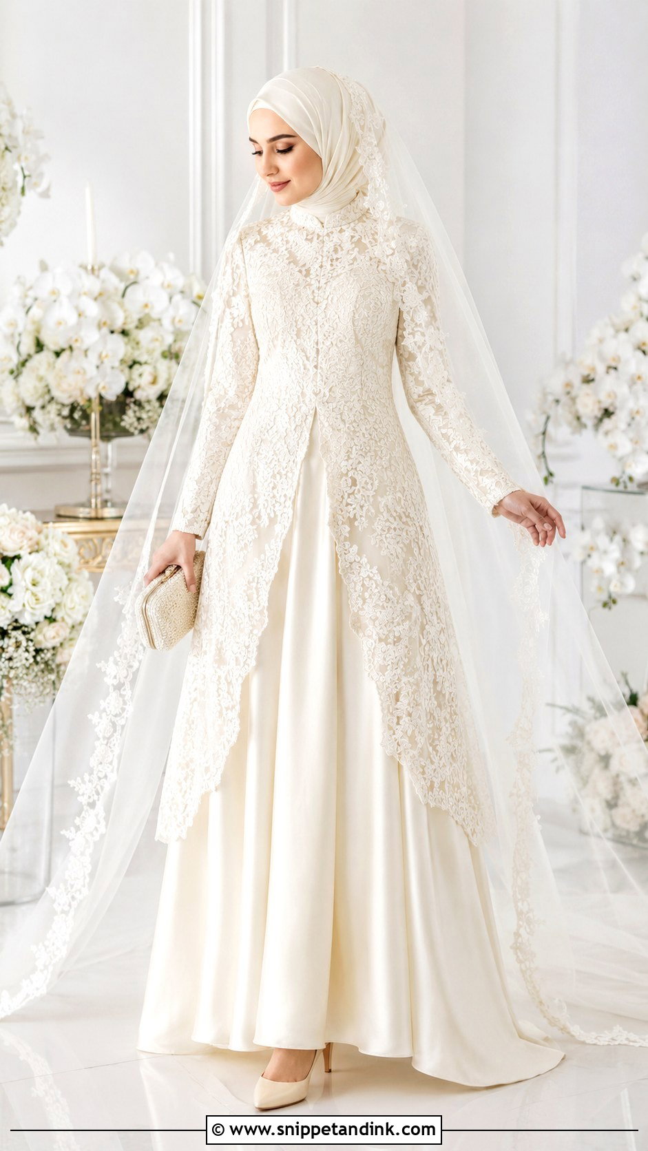 Two Piece Islamic Wedding Dress With Hijab - Snippet and Ink - 30 Islamic Wedding Dress Ideas