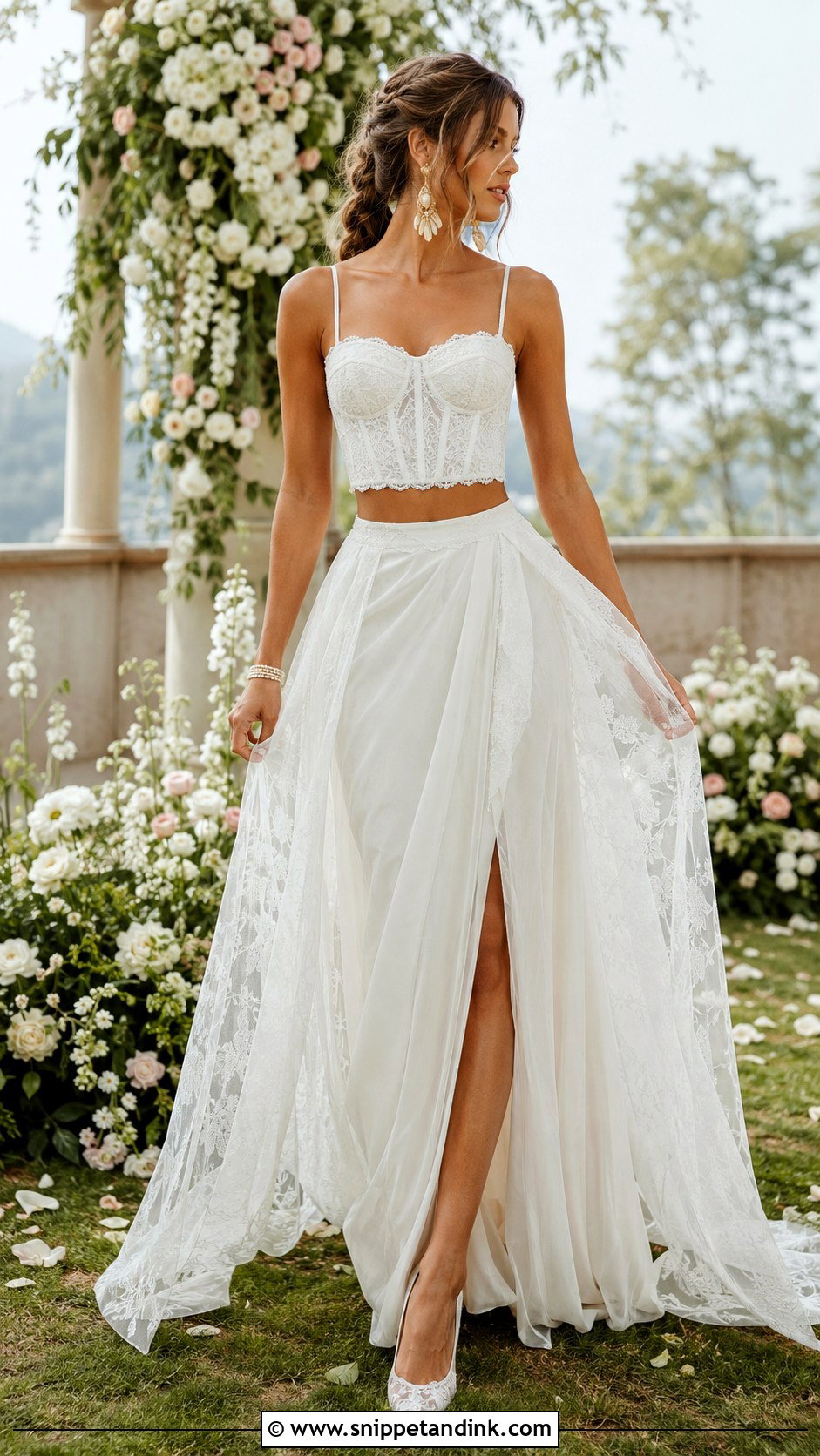 Two Piece Lace Boho Glam Wedding Dress - Snippet and Ink - 20 Boho Glam Wedding Dress Ideas
