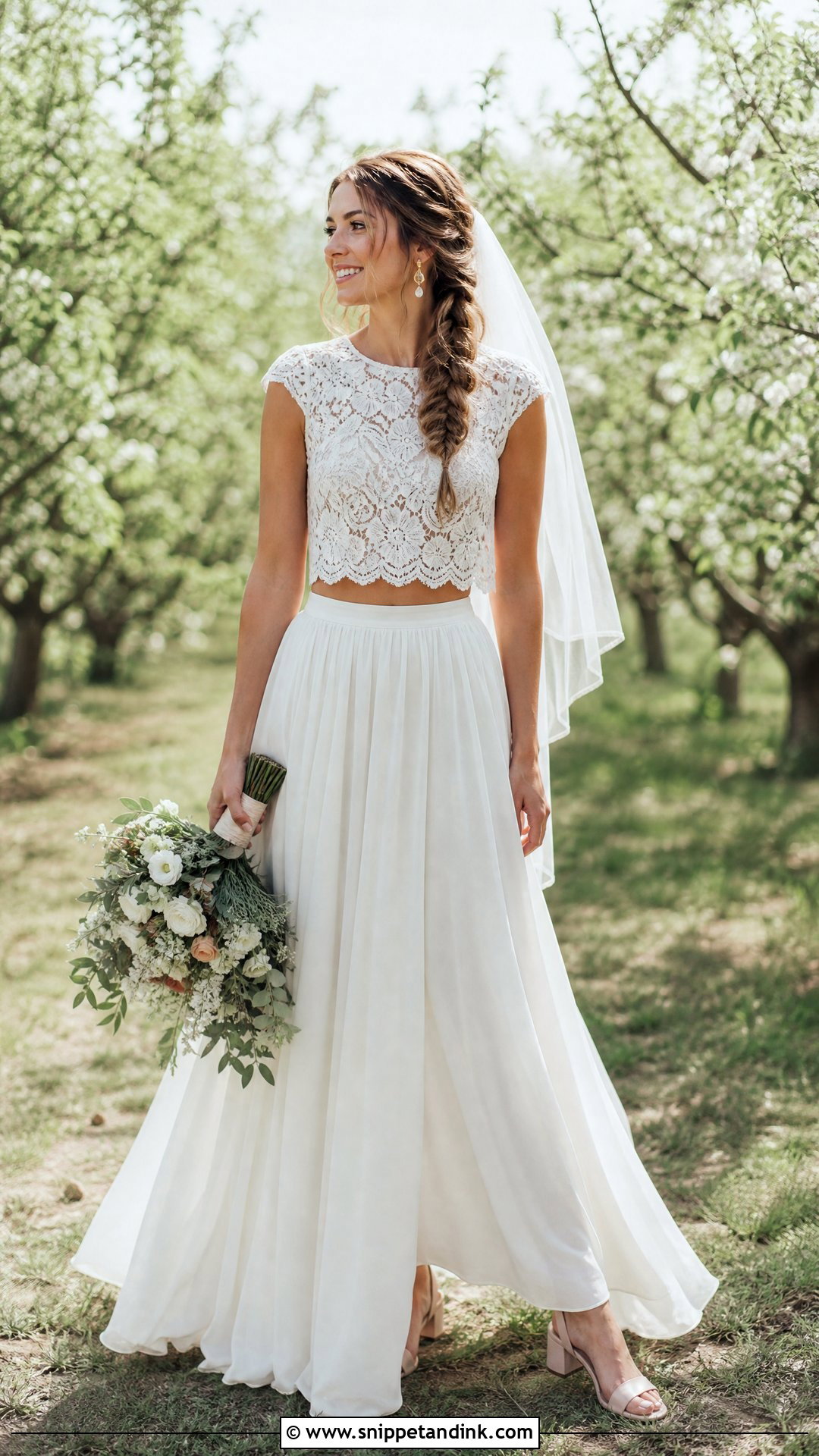 Two Piece Lace Boho Wedding Dress - Snippet and Ink - 25 Boho Ethereal Wedding Dress Ideas