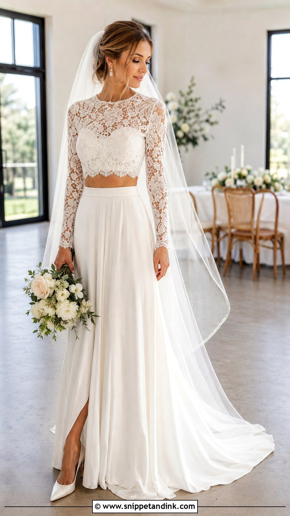 Two Piece Lace Bridal Set - Snippet and Ink - 20 Lace Bride Dress Ideas