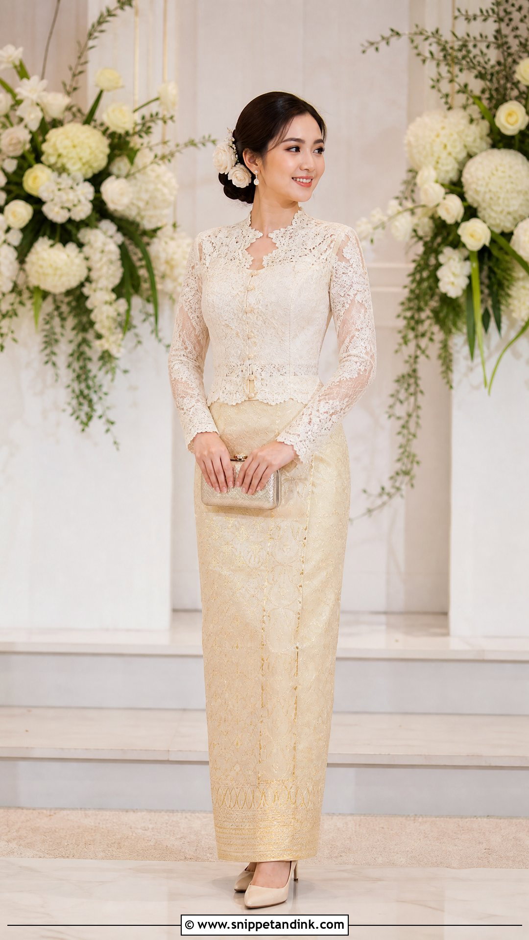 Two Piece Lace Myanmar Wedding Dress - Snippet and Ink - 25 Myanmar Wedding Dress Design Ideas