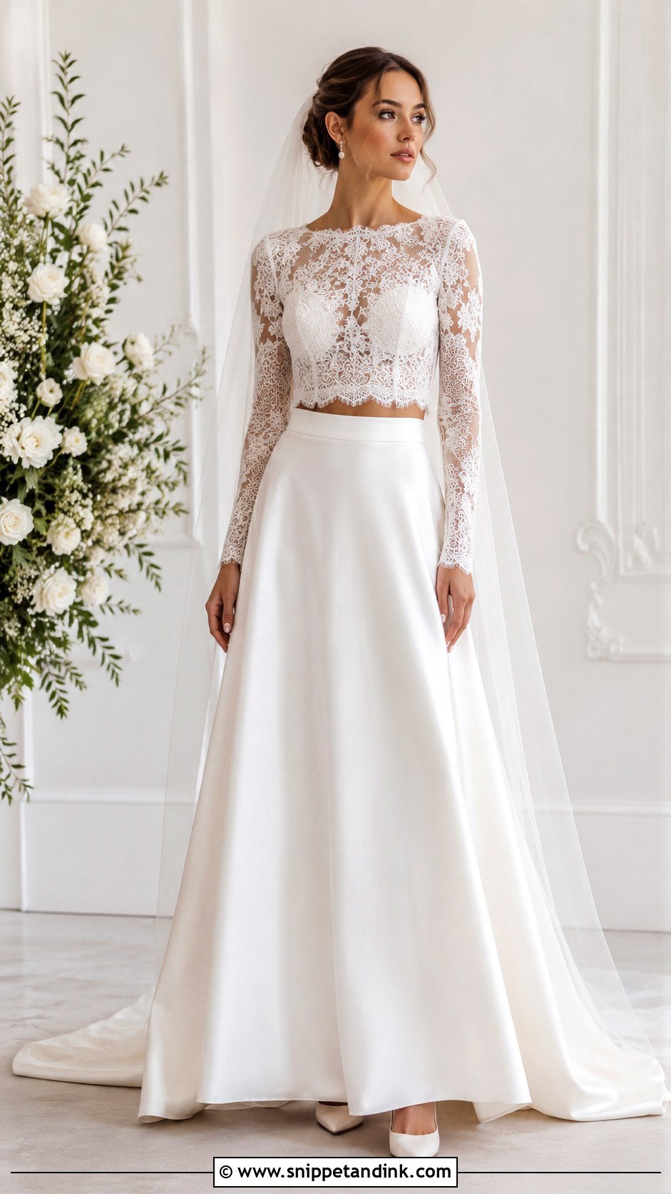 Two Piece Lace Wedding Dress With Satin Skirt - Snippet and Ink - 25 Zweiteiler Hochzeitskleid Ideas
