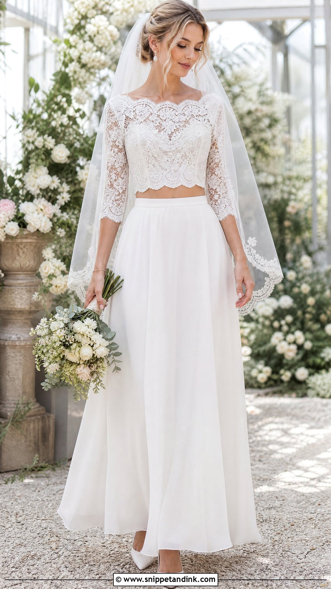 Two Piece Lace Wedding Dress - Snippet and Ink - 20 Two Part Wedding Dress Ideas