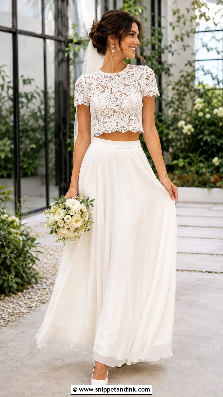 Two Piece Lace Wedding Outfit - Snippet and Ink - 20 Beautiful Lace Styles for Wedding