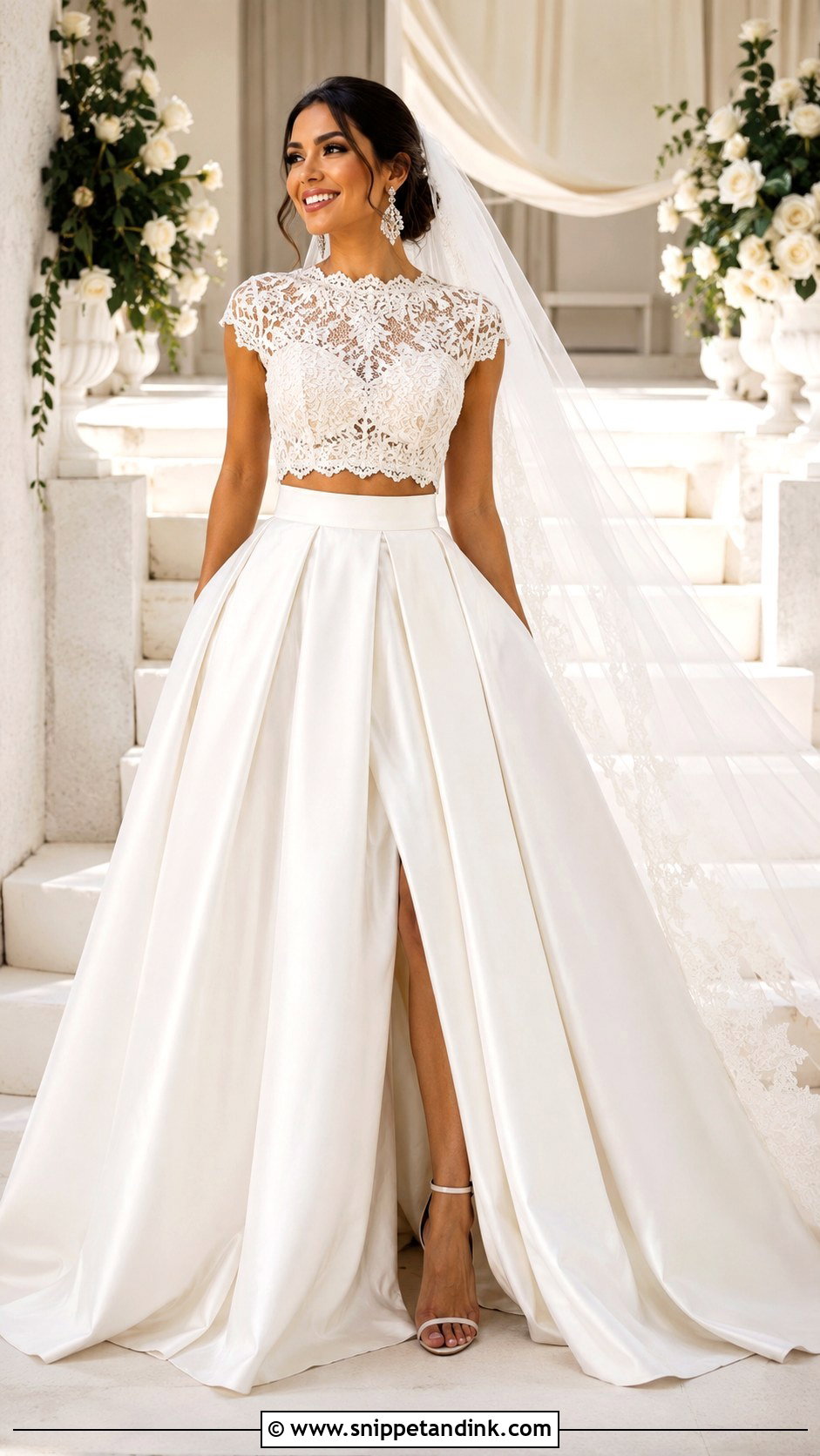 Two Piece Latina Wedding Dress With Full Skirt - Snippet and Ink - 25 Latina Wedding Dress Ideas