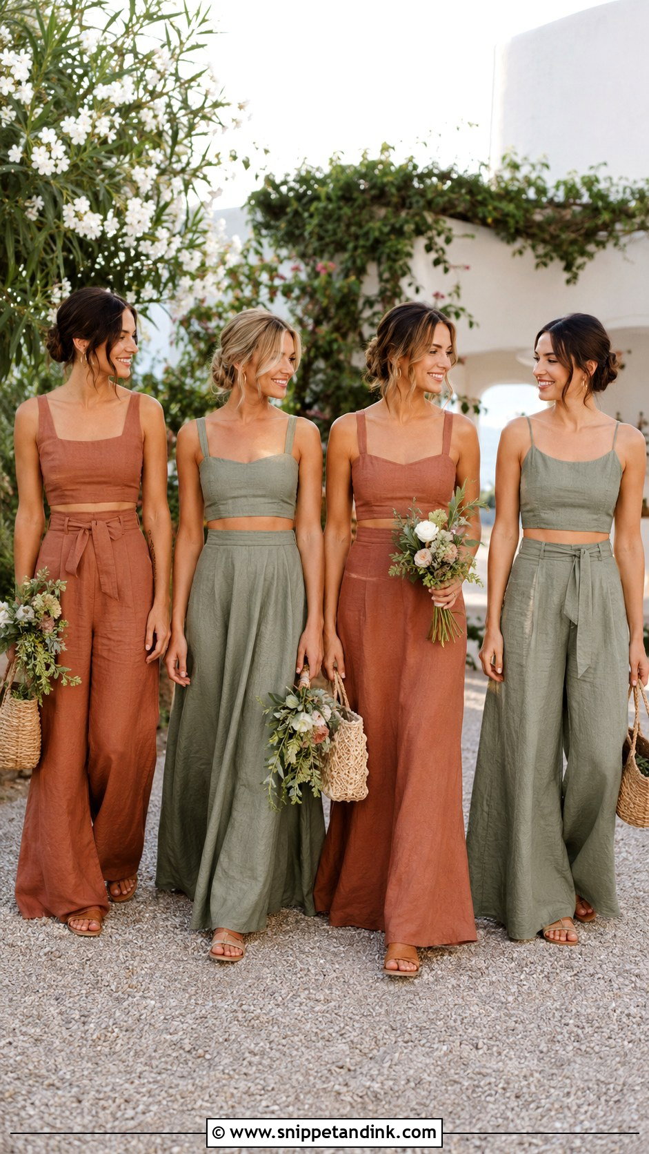 Two Piece Linen Boho Bridal Party Look - Snippet and Ink - 20 Boho Bridal Party Ideas