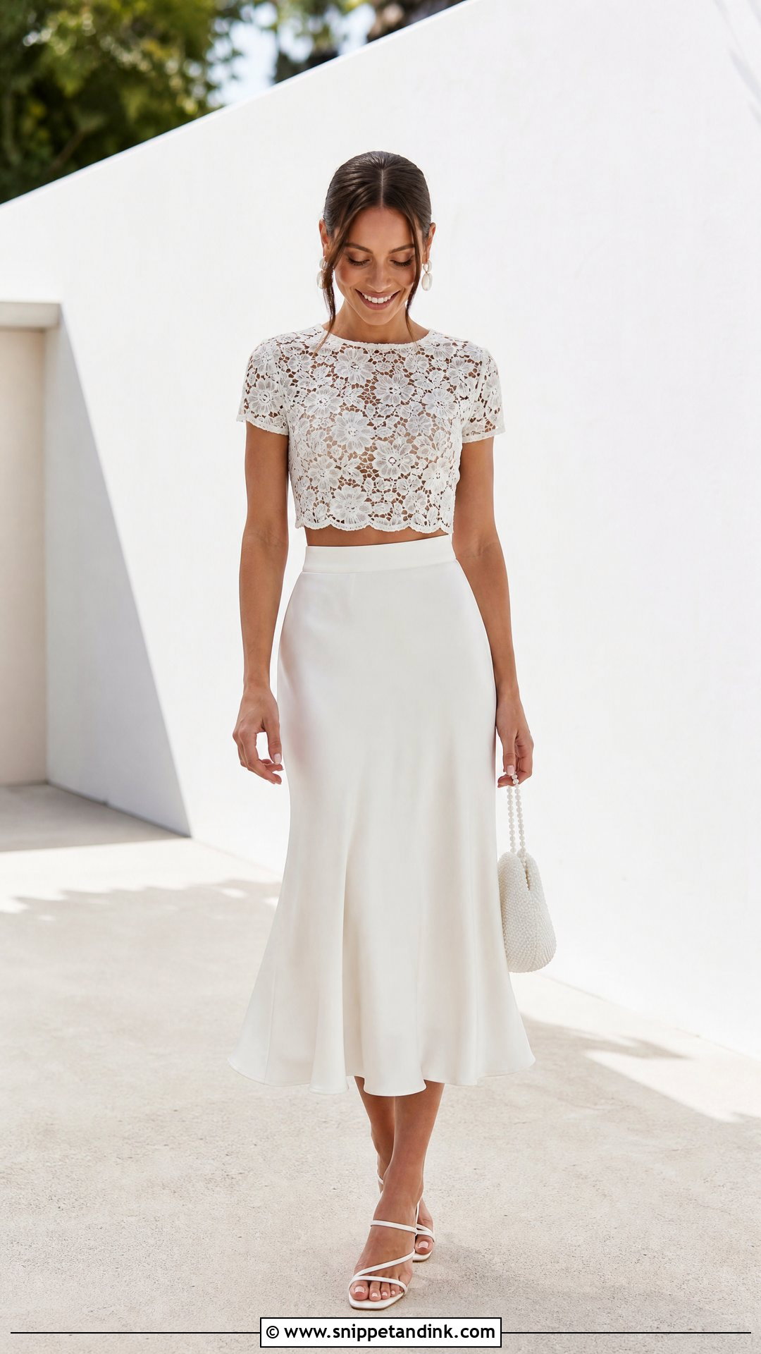Two Piece Midi Bridal Dress With Sandals - Snippet and Ink - 25 Midi Bridal Dress Ideas