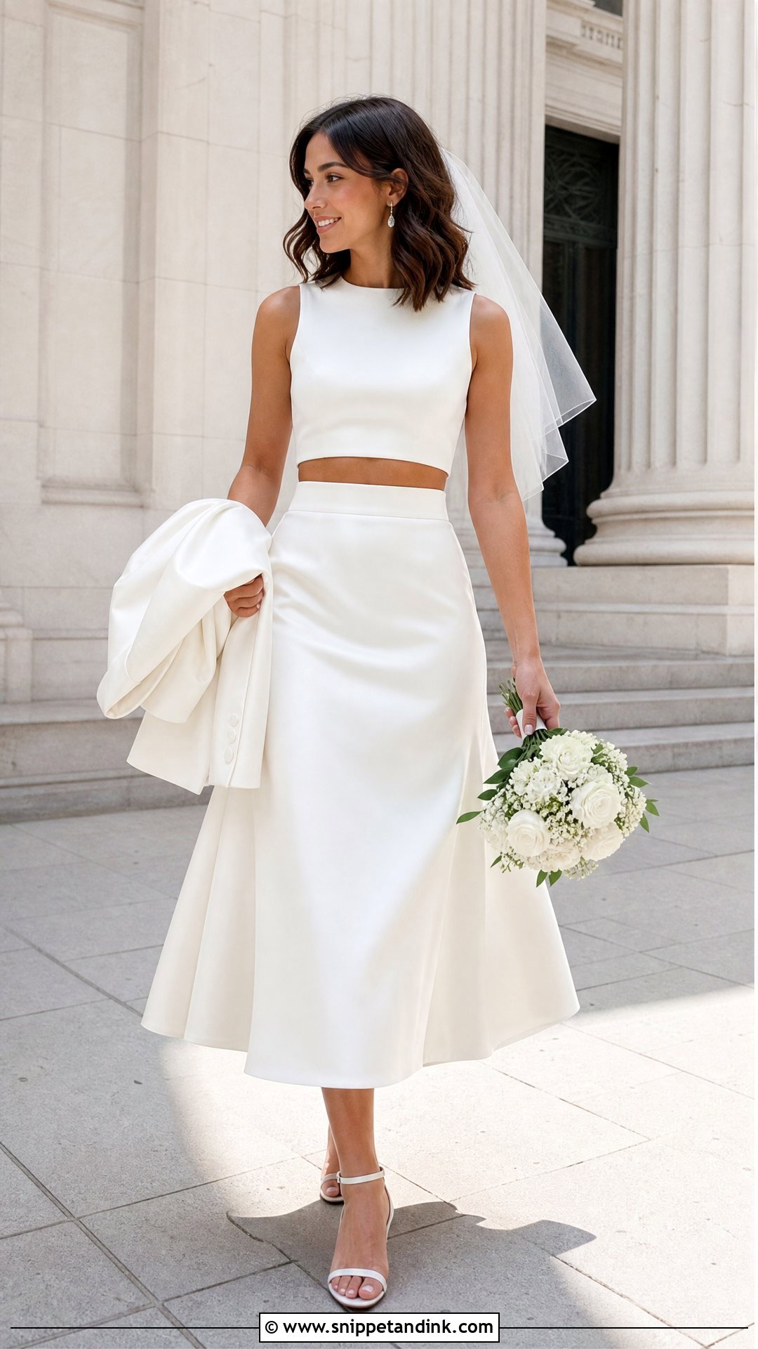 Two Piece Midi Wedding Dress - Snippet and Ink - 20 Shorter Wedding Dress Ideas