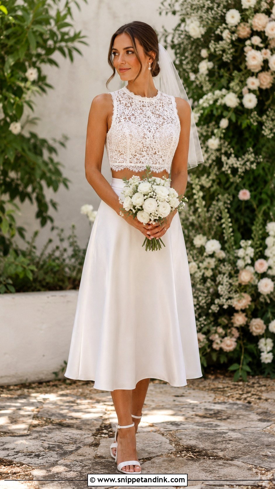 Two Piece Midi Wedding Dress - Snippet and Ink - 20 Midi Length Wedding Dress Ideas