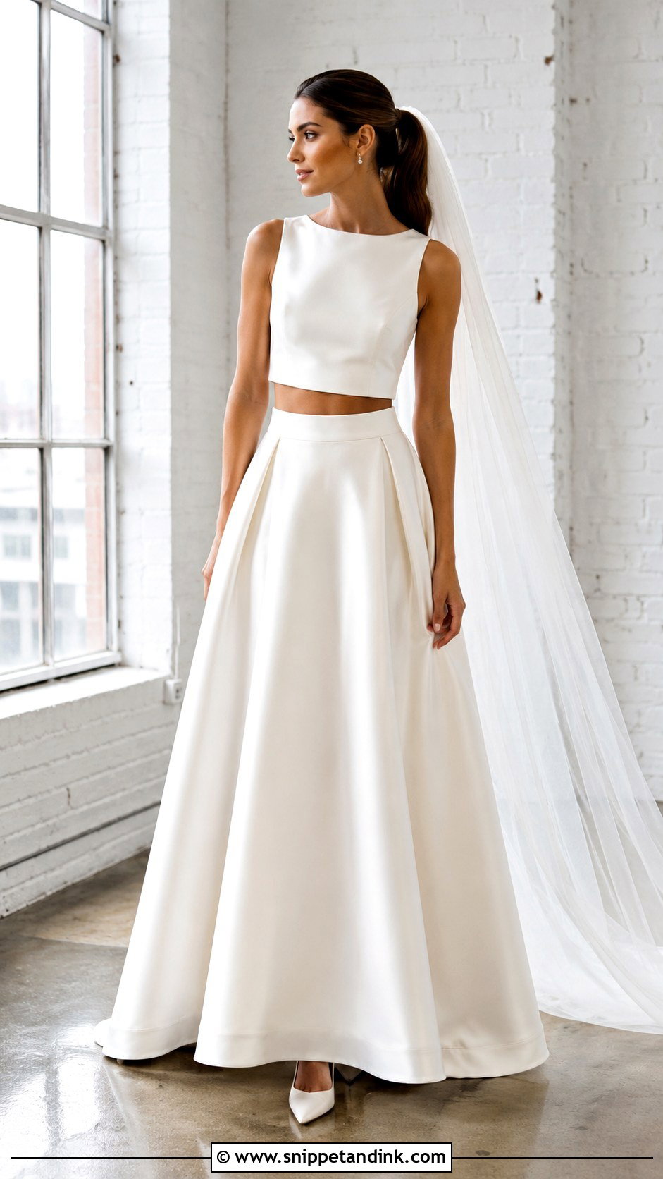 Two Piece Minimalist Wedding Dress - Snippet and Ink - 20 Modern Minimalist Wedding Dress Ideas