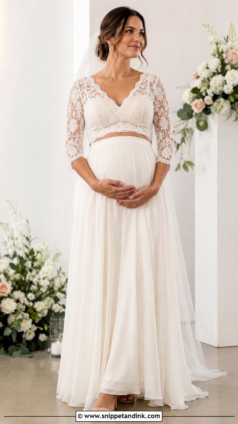 Two Piece Pregnancy Wedding Dress - Snippet and Ink - 30 Pregnancy Wedding Dress Ideas