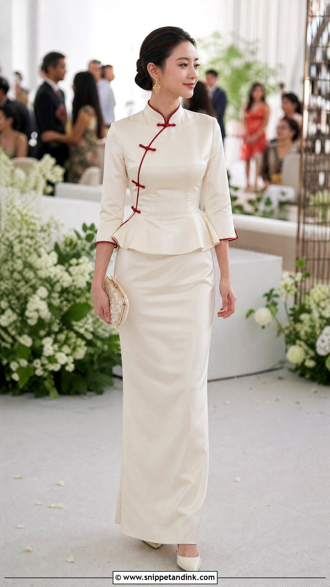 Two Piece Qipao Wedding Outfit - Snippet and Ink - 20 Qipao Wedding Dress Ideas