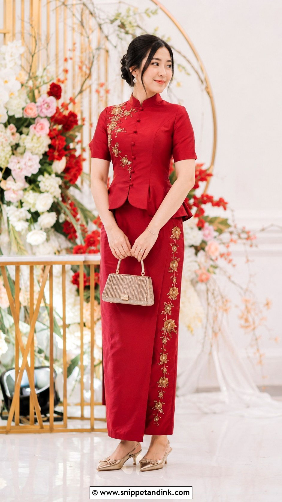 Two Piece Sangjit Dress Set - Snippet and Ink - 20 Modern Sangjit Dress Ideas