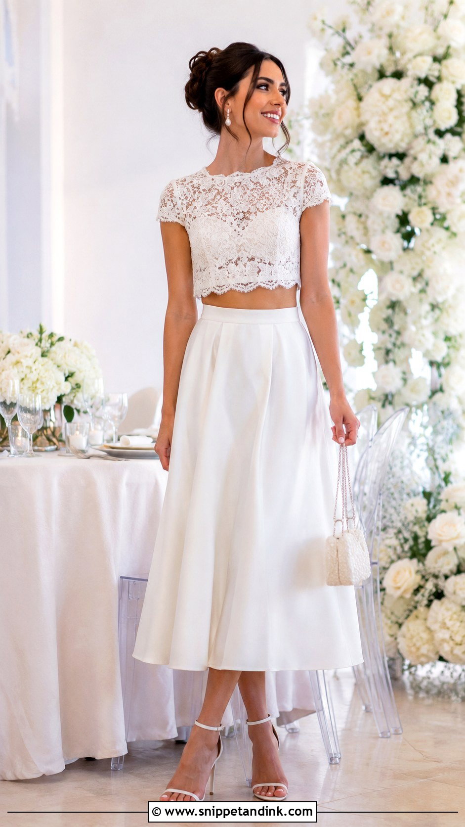 Two Piece Skirt Set After Ceremony Outfit - Snippet and Ink - 20 After Ceremony Outfit for Bride Ideas