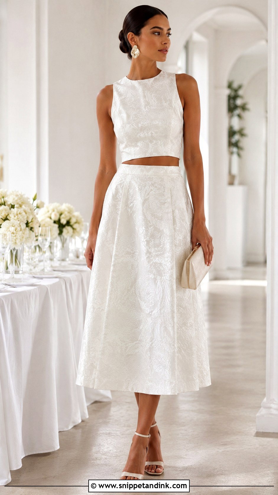 Two Piece Skirt Set Wedding Outfit - Snippet and Ink - 20 Outfits to Wear to a Wedding