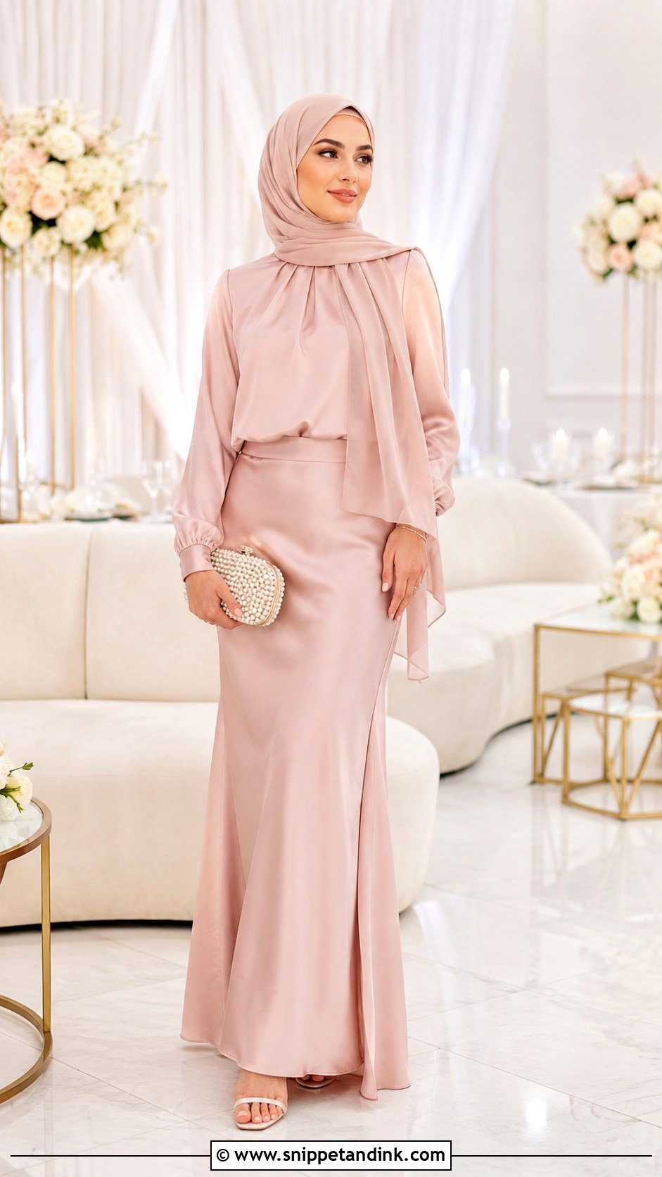 Two Piece Skirt Set With Hijab - Snippet and Ink - 30 Hijab Style for Wedding Ideas