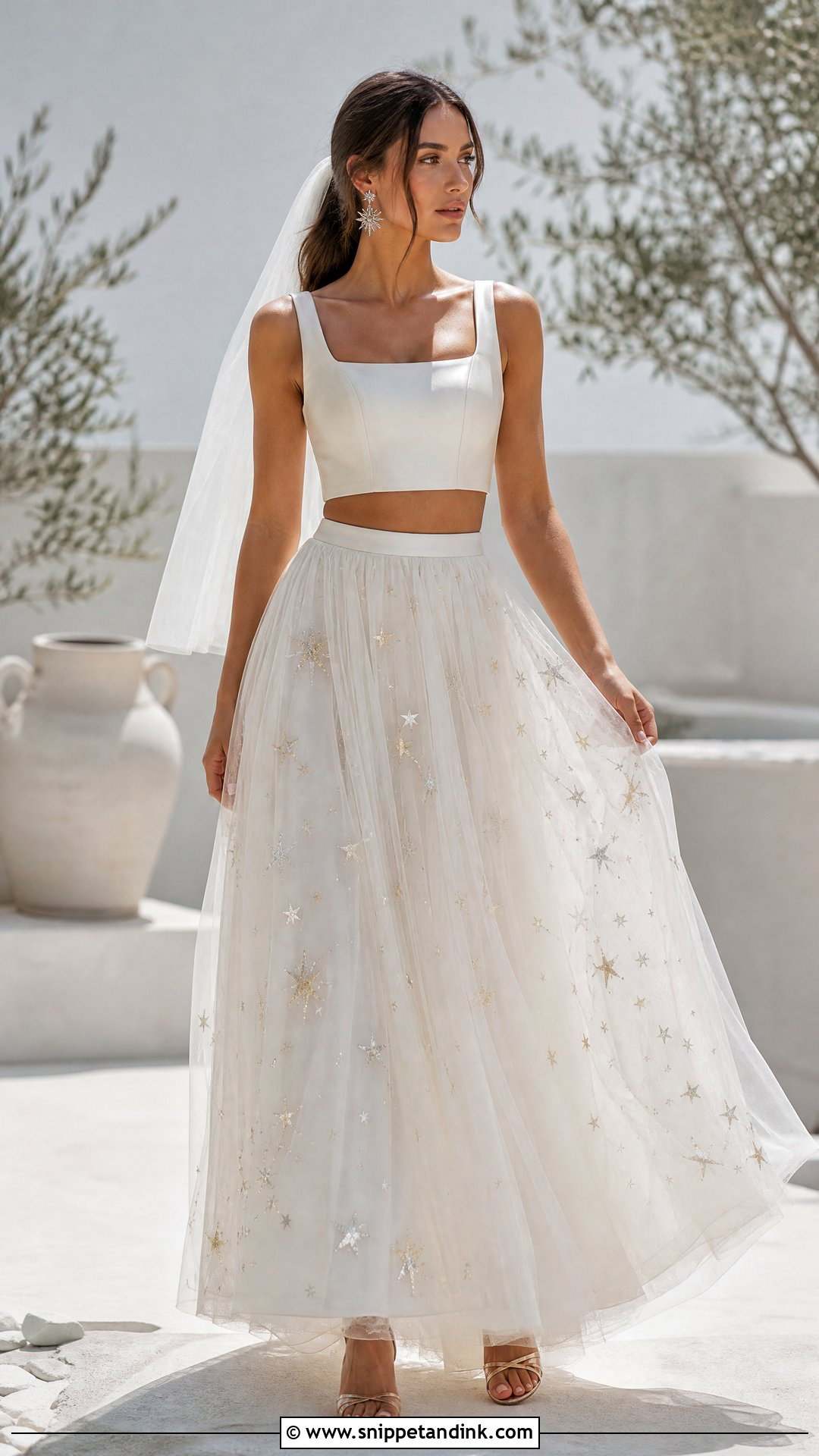 Two Piece Starry Wedding Dress - Snippet and Ink - 20 Starry Wedding Dress Ideas