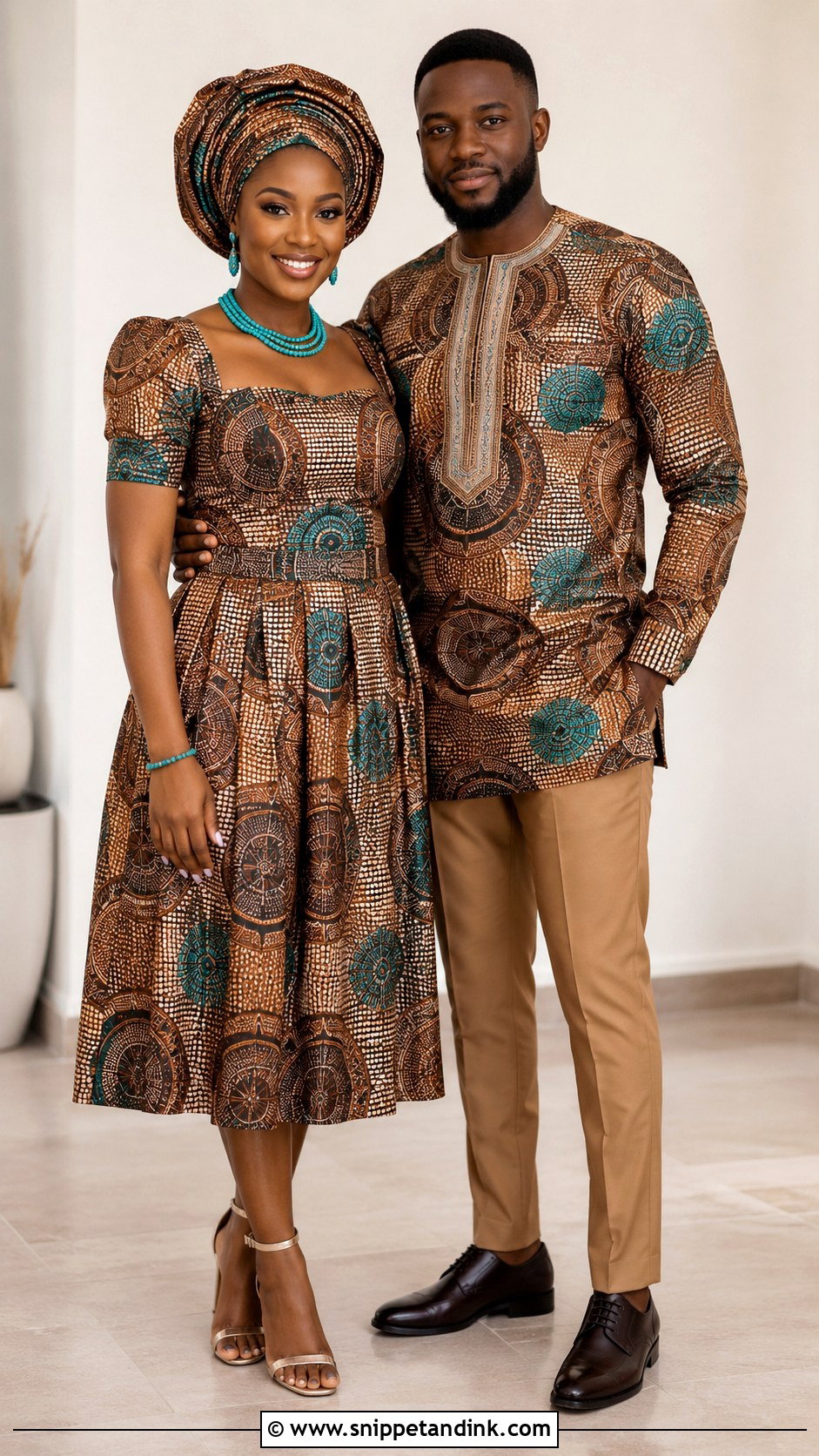 Two Piece Traditional Couple Outfit - Snippet and Ink - 25 Lobola Outfits for Couples