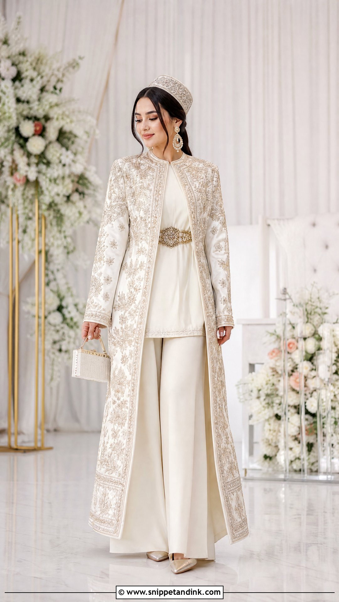 Two Piece Uzbek Wedding Dress With Palazzo Pants - Snippet and Ink - 20 Uzbek Wedding Dress Ideas