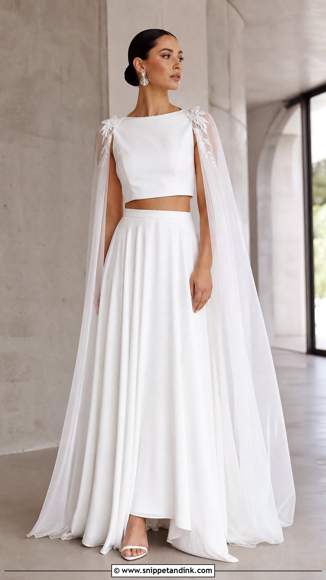 Two Piece Wedding Dress With Bridal Cape - Snippet and Ink - 25 Gorgeous Wedding Dress Ideas