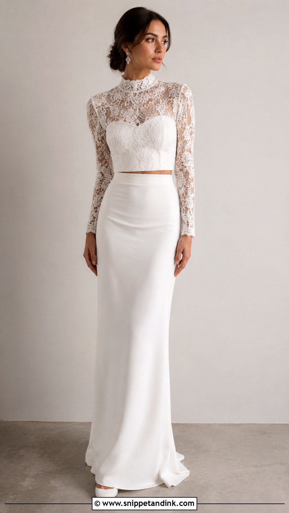 Two Piece Wedding Dress With High Neck Top - Snippet and Ink - 25 Zweiteiler Hochzeitskleid Ideas