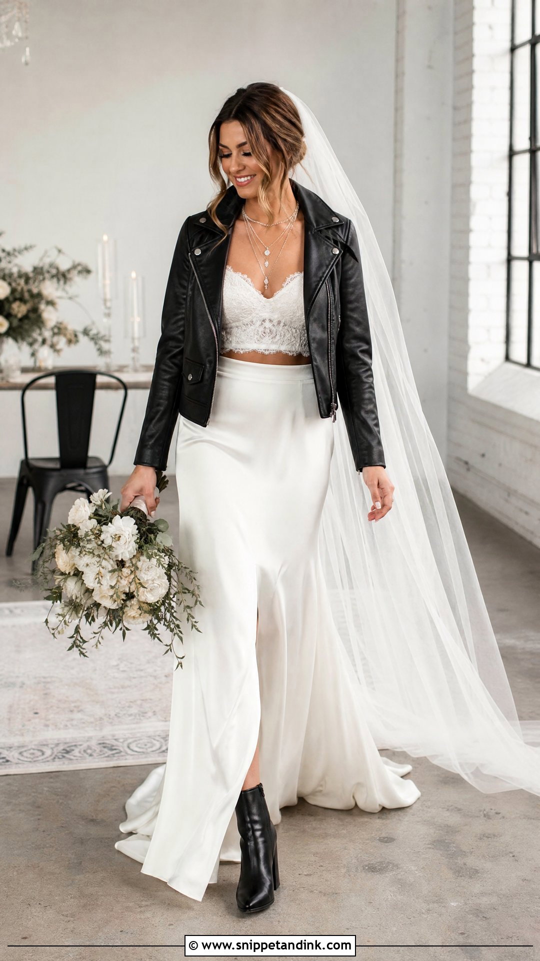 Two Piece Wedding Dress With Leather Boots - Snippet and Ink - 20 Rock and Roll Wedding Dress Ideas
