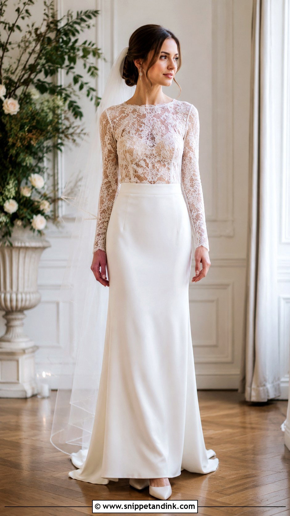 Two Piece Wedding Dress With Long Sleeve Top - Snippet and Ink - 25 Zweiteiler Hochzeitskleid Ideas