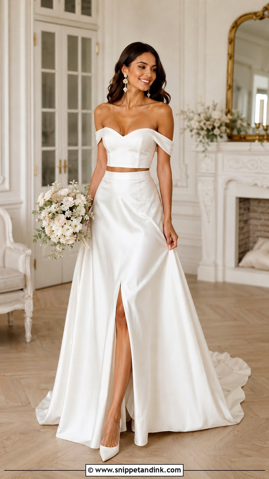 Two Piece Wedding Dress With Off Shoulder Top - Snippet and Ink - 25 Zweiteiler Hochzeitskleid Ideas