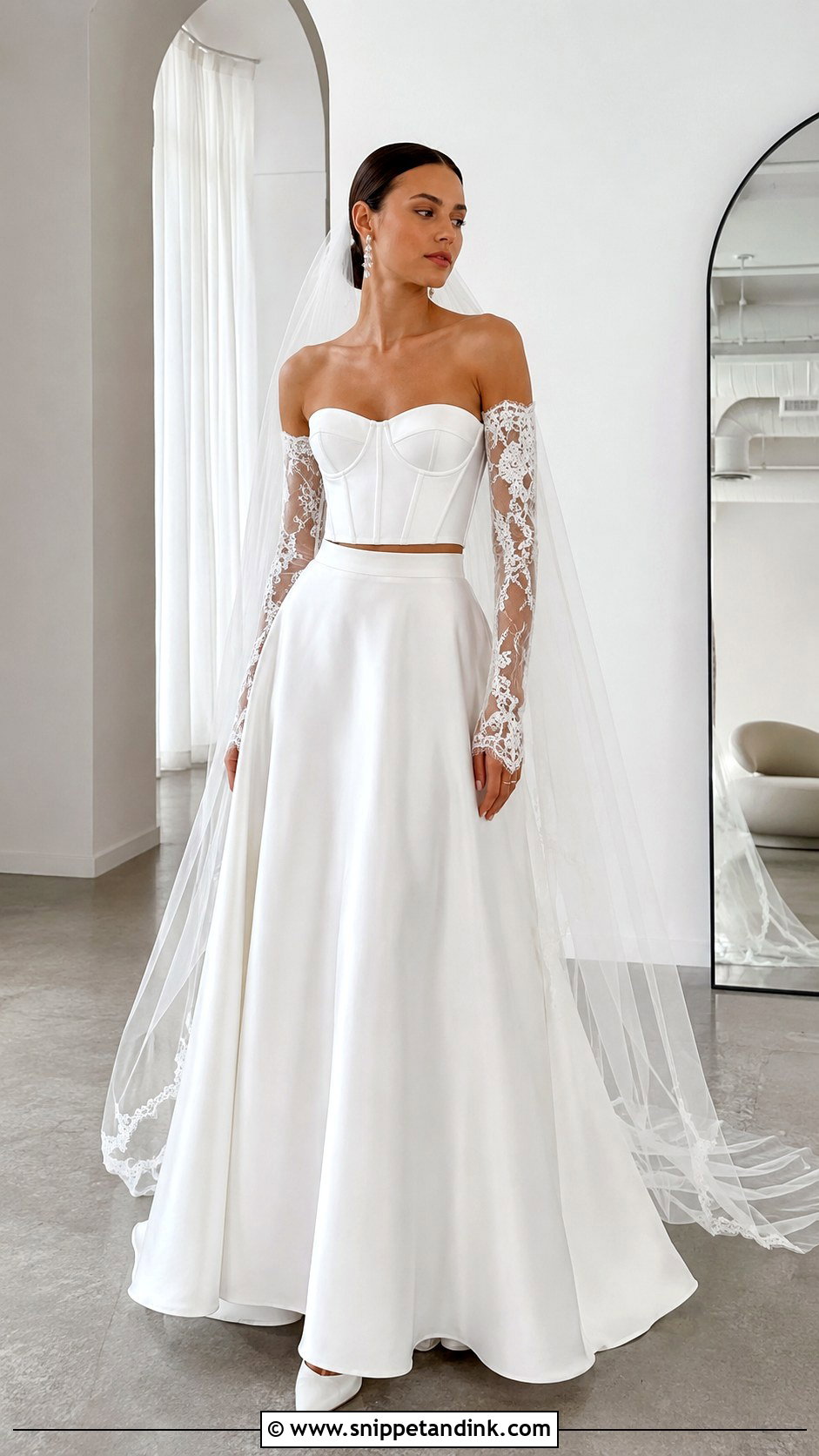 Two Piece Wedding Dress With Removable Sleeves - Snippet and Ink - 20 Convertible Wedding Dresses