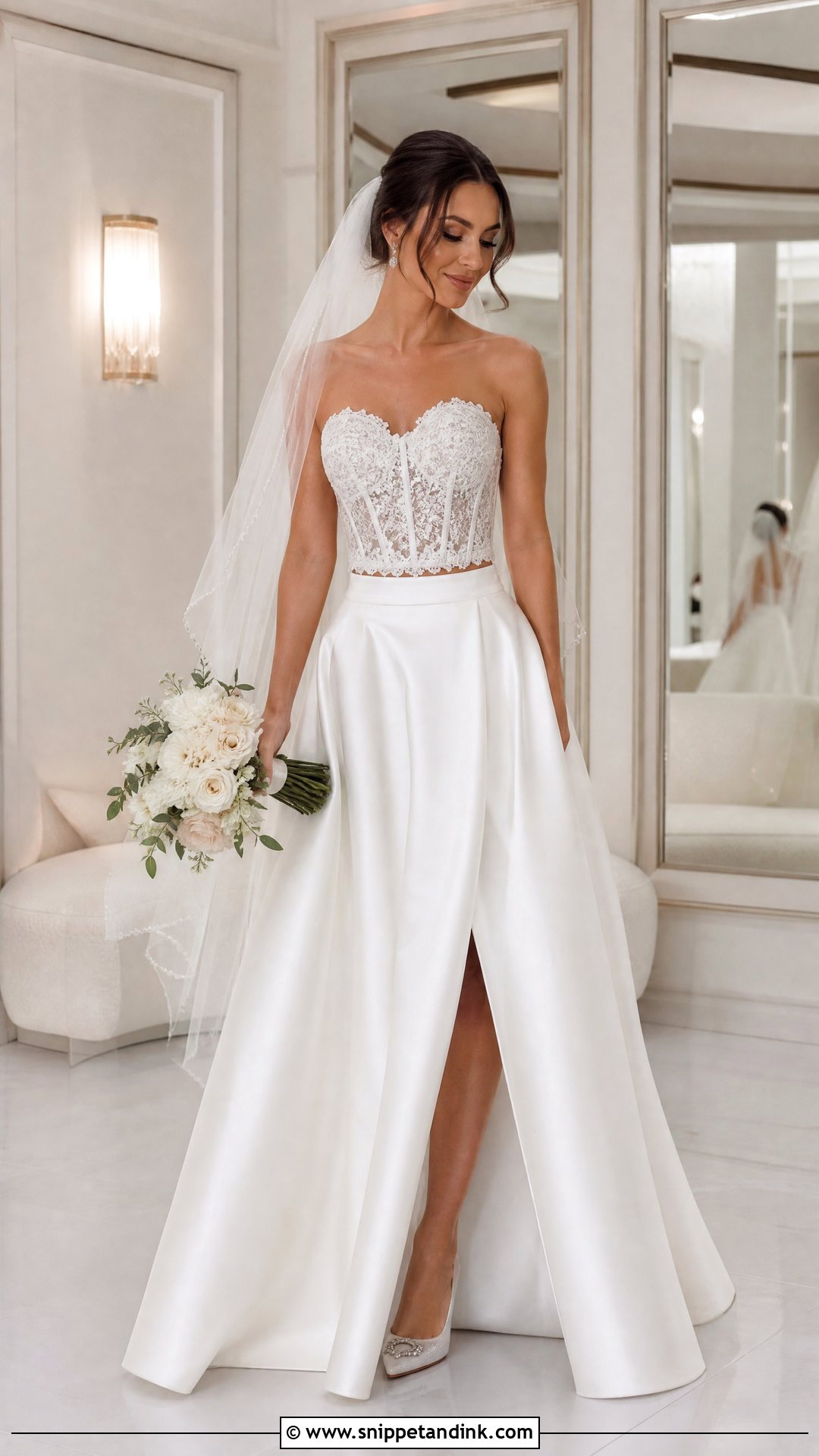 Two Piece Wedding Dress With Skirt Change - Snippet and Ink - 20 Transforming Wedding Dress Ideas