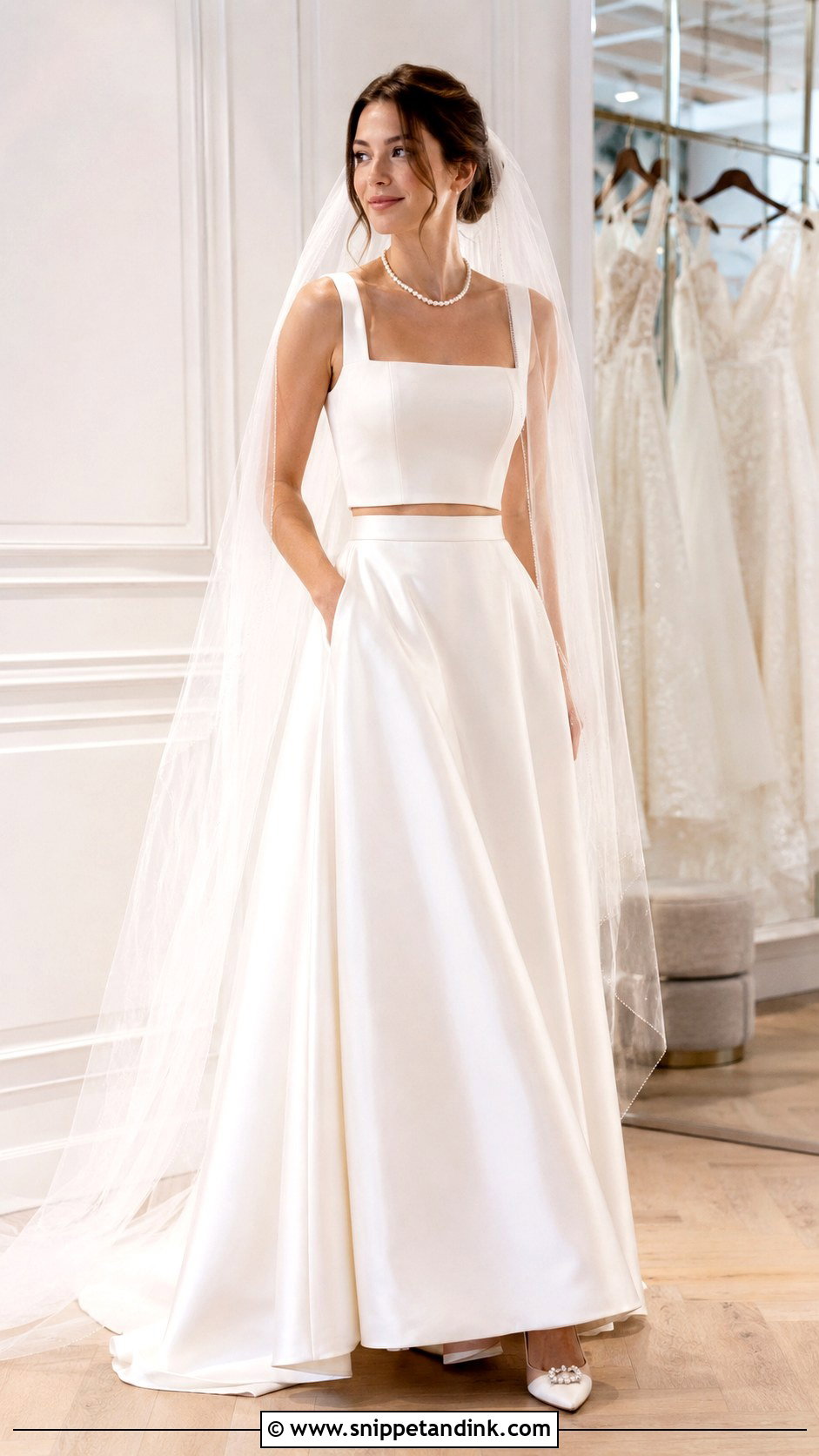 Two Piece Wedding Dress With Square Neck Top - Snippet and Ink - 25 Zweiteiler Hochzeitskleid Ideas