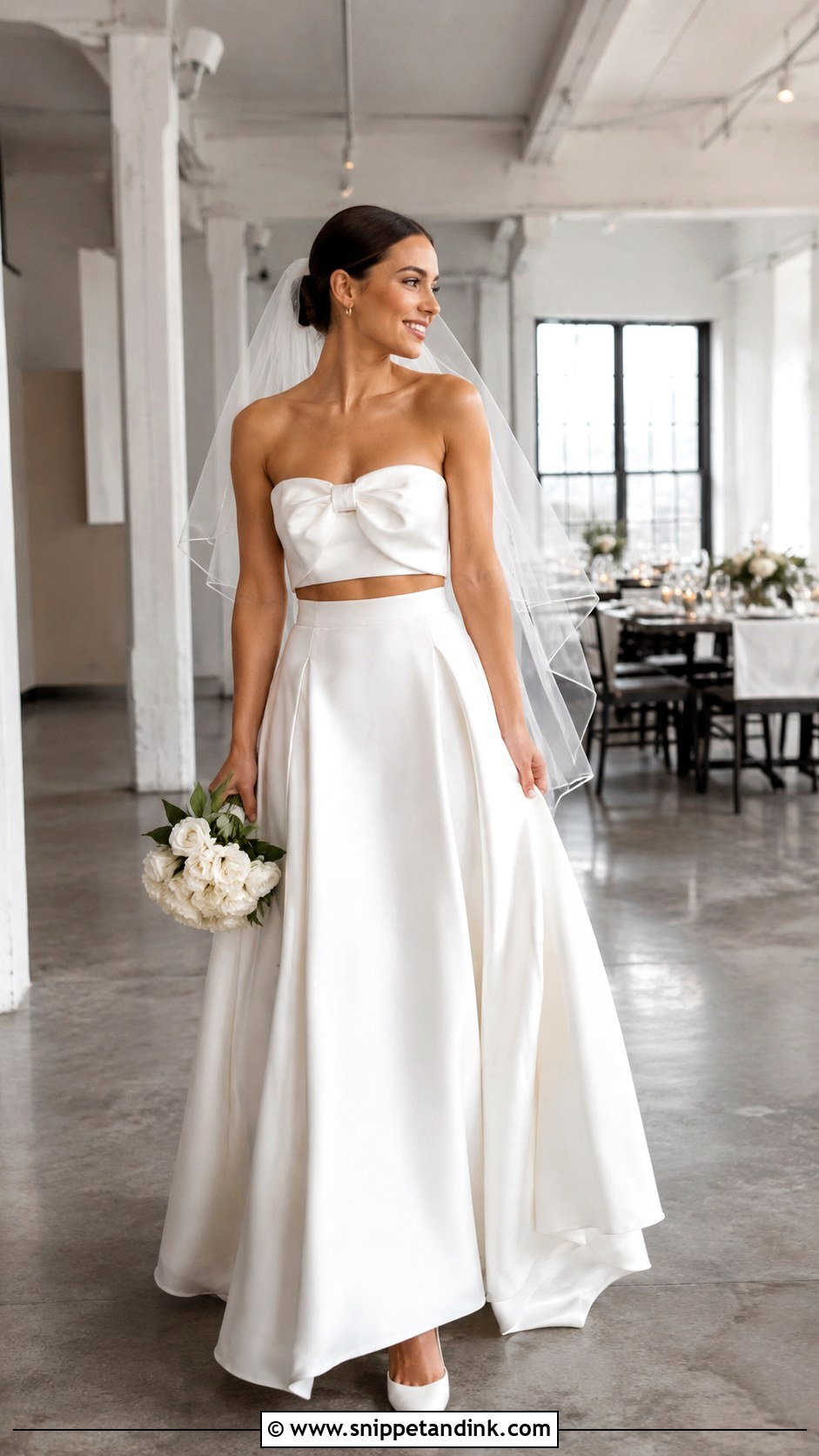 Two Piece Wedding Dress with Bow Top - Snippet and Ink - 20 Wedding Dresses with Bow